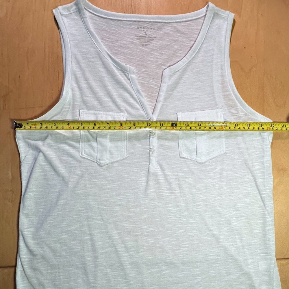 Sonoma Life & Style White Splitneck Utility Tank Top with Buttons Large - Picture 8 of 8